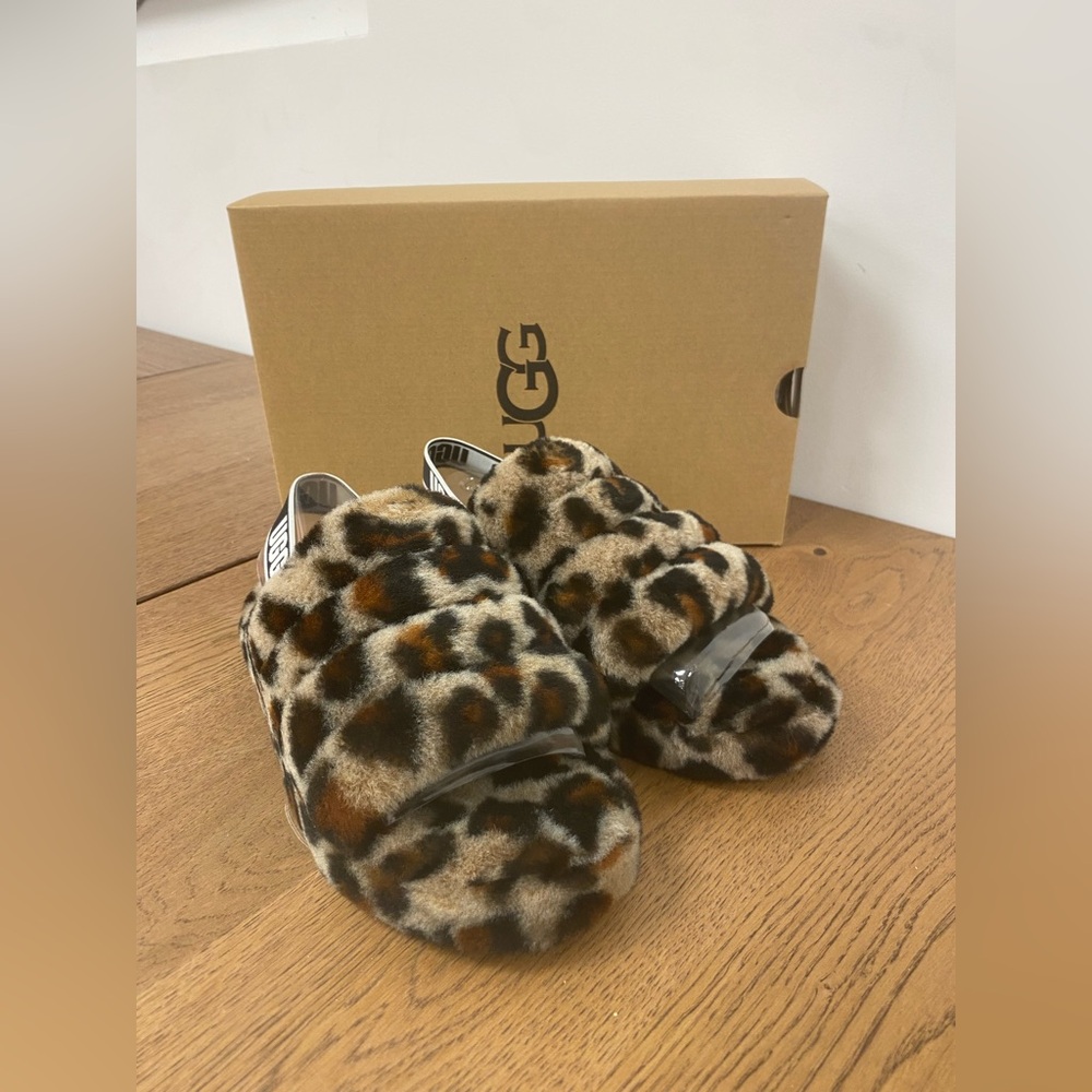 UGG Fluff Yeah Slide Leopard S/N 1110673K Youth/ Women’s Sizes New In Box